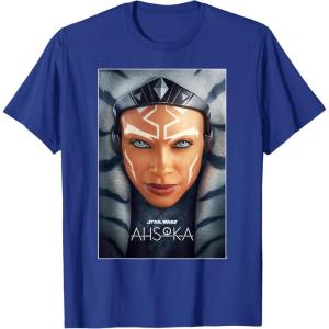 imageStar Wars Ahsoka Tano Face ampamp Logo Series Poster Art Disney TShirtRoyal Blue