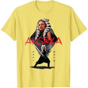 imageStar Wars Ahsoka Tano Jedi Hero Aurebesh Disney TShirtLemon Yellow