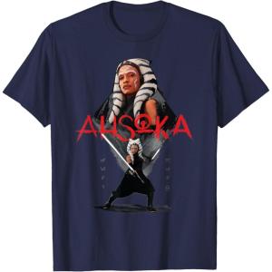 imageStar Wars Ahsoka Tano Jedi Hero Aurebesh Disney TShirtNavy Blue