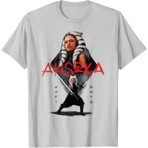 imageStar Wars Ahsoka Tano Jedi Hero Aurebesh Disney TShirtSilver Grey