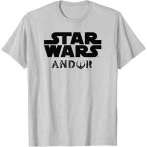imageStar Wars Andor Centered Text Logo Symbol V2 TShirtSilver Grey