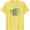 imageStar Wars Grogu and Lucky Green Shamrocks St Patricks Day TShirtLemon Yellow