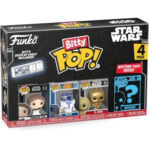 imageFunko Bitty POP Star Wars  Leia 4Pack  Princess Leia R2D2 C3PO and A Surprise Mystery Mini Figure  09 Inch 22 Cm Collectable  Stackable Display Shelf Included  Gift Idea