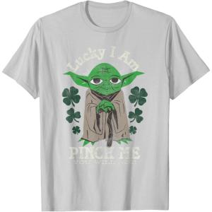 imageNEW Star Wars St Patricks Day Lucky Yoda Pinch Me Not Funny TShirtSilver Grey