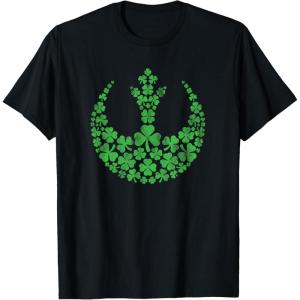 imageStar Wars Rebel Alliance Green Shamrocks St Patricks Day TShirtBlack