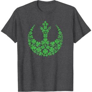 imageStar Wars Rebel Alliance Green Shamrocks St Patricks Day TShirtDark Heather Grey