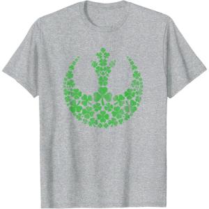 imageStar Wars Rebel Alliance Green Shamrocks St Patricks Day TShirtHeather Grey