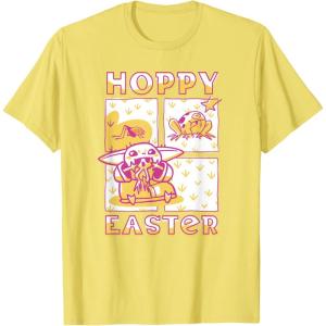 imageStar Wars The Mandalorian Easter Grogu Frog Snacks Panels TShirtLemon Yellow