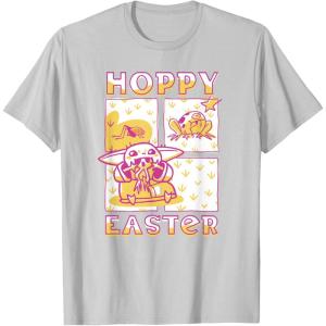 imageStar Wars The Mandalorian Easter Grogu Frog Snacks Panels TShirtSilver Grey
