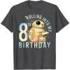 imageStar Wars BB8 ampamp DO Rolling Into My 8th Birthday TShirtDark Heather Grey