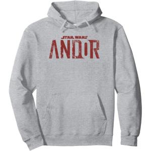 imageStar Wars Andor Worn Text Logo Pullover HoodieHeather Grey