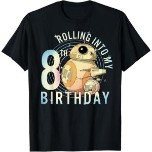 imageStar Wars BB8 ampamp DO Rolling Into My 8th Birthday TShirtBlack