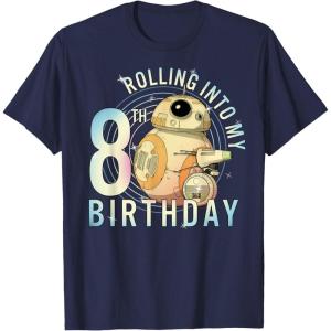 imageStar Wars BB8 ampamp DO Rolling Into My 8th Birthday TShirtNavy Blue