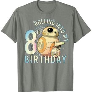 imageStar Wars BB8 ampamp DO Rolling Into My 8th Birthday TShirtOlive Heather