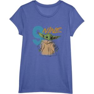 imageStar Wars The Mandalorian The Child Kids 9th Birthday TShirtBright Blue Heather