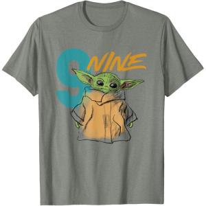 imageStar Wars The Mandalorian The Child Kids 9th Birthday TShirtOlive Heather