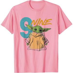 imageStar Wars The Mandalorian The Child Kids 9th Birthday TShirtPink