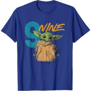 imageStar Wars The Mandalorian The Child Kids 9th Birthday TShirtRoyal Blue