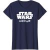 imageStar Wars Andor Centered Text Logo Symbol TShirtNavy Blue