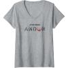 imageWomens Star Wars Andor Distressed Text Logo VNeck TShirtHeather Grey