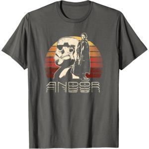 imageStar Wars Andor Cassian and Stormtrooper Sunset TShirtAsphalt Grey