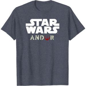 imageStar Wars Andor Centered Text Logo Symbol V3 TShirtHeather Blue