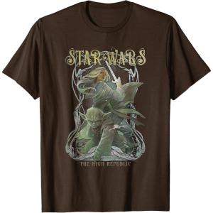 imageStar Wars The High Republic Yoda Avar Kriss Combat Pose TShirtBrown