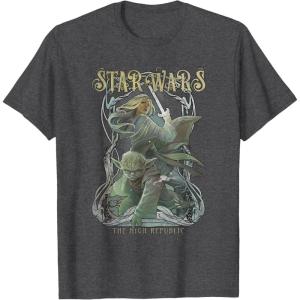 imageStar Wars The High Republic Yoda Avar Kriss Combat Pose TShirtDark Heather Grey
