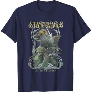 imageStar Wars The High Republic Yoda Avar Kriss Combat Pose TShirtNavy Blue