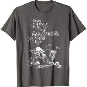 imageStar Wars Yoda Quote Let Go of Everything You Fear to Lose TShirtAsphalt Grey
