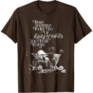 imageStar Wars Yoda Quote Let Go of Everything You Fear to Lose TShirtBrown