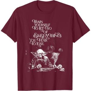imageStar Wars Yoda Quote Let Go of Everything You Fear to Lose TShirtBurgundy