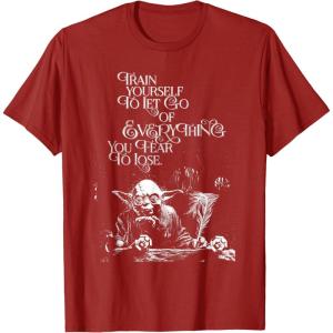 imageStar Wars Yoda Quote Let Go of Everything You Fear to Lose TShirtCranberry Red