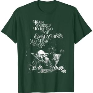 imageStar Wars Yoda Quote Let Go of Everything You Fear to Lose TShirtDark Green