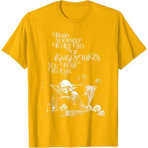imageStar Wars Yoda Quote Let Go of Everything You Fear to Lose TShirtGolden Yellow