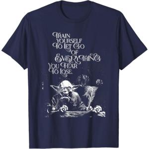 imageStar Wars Yoda Quote Let Go of Everything You Fear to Lose TShirtNavy Blue