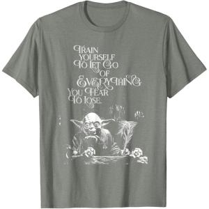 imageStar Wars Yoda Quote Let Go of Everything You Fear to Lose TShirtOlive Heather