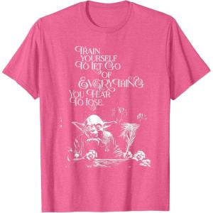 imageStar Wars Yoda Quote Let Go of Everything You Fear to Lose TShirtPink Heather
