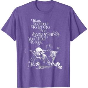 imageStar Wars Yoda Quote Let Go of Everything You Fear to Lose TShirtPurple Heather