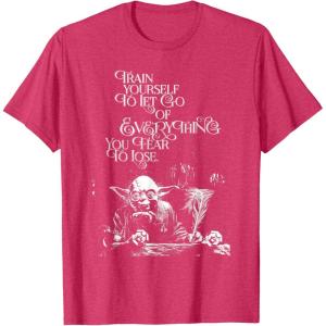 imageStar Wars Yoda Quote Let Go of Everything You Fear to Lose TShirtRed Heather
