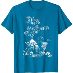 imageStar Wars Yoda Quote Let Go of Everything You Fear to Lose TShirtSapphire Blue