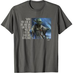 imageStar Wars Yoda Quote When You Look at the Dark Side TShirtAsphalt Grey