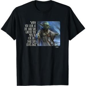 imageStar Wars Yoda Quote When You Look at the Dark Side TShirtBlack