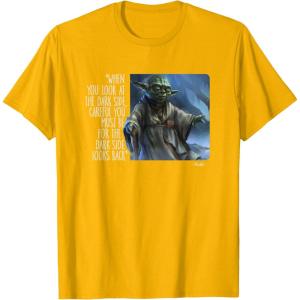 imageStar Wars Yoda Quote When You Look at the Dark Side TShirtGolden Yellow