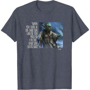 imageStar Wars Yoda Quote When You Look at the Dark Side TShirtHeather Blue