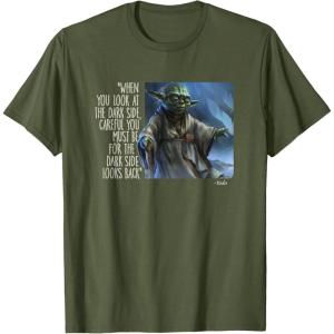 imageStar Wars Yoda Quote When You Look at the Dark Side TShirtOlive Green