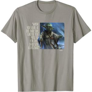 imageStar Wars Yoda Quote When You Look at the Dark Side TShirtSlate Grey