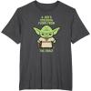 imageStar Wars Yoda Quote A Jedis Strength Flows from the Force TShirtDark Heather Grey