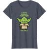 imageStar Wars Yoda Quote A Jedis Strength Flows from the Force TShirtHeather Blue