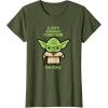 imageStar Wars Yoda Quote A Jedis Strength Flows from the Force TShirtOlive Green